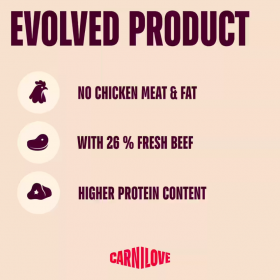 Супер премиум беззърнена суха храна за кастрирани котки Carnilove ACTIVE Beef & Venison с 26 % говеждо и еленско месо 400гр